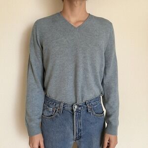 Vintage‎ Neiman Marcus Cashmere V Neck Sweater Mens Small Light Blue Long Sleeve